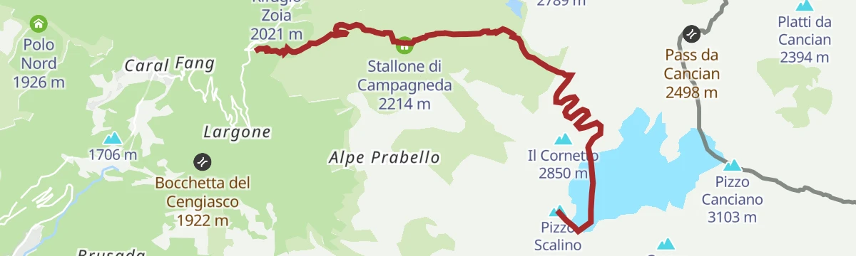 Route map: Sotto la piramide del Pizzo Scalino
